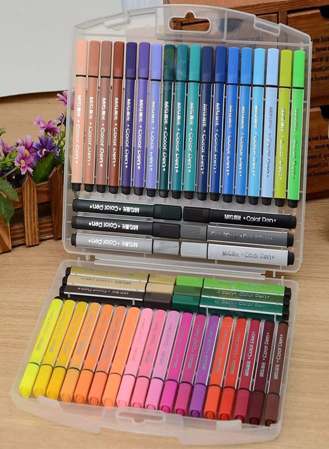 PULSBERY Water Color Pen Set - Washable Colouring Marker Sketch Pens Set for Kids, Sketching Drawing Materials Craft Supplies Birthday Return Gift for Children (48 Piece) - Image 1